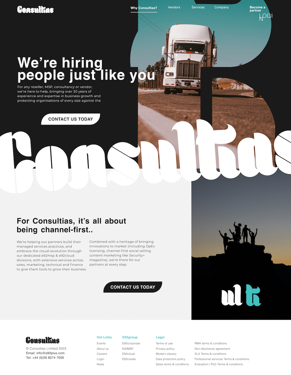 Consultias brand directions cycling through a consistent website layout