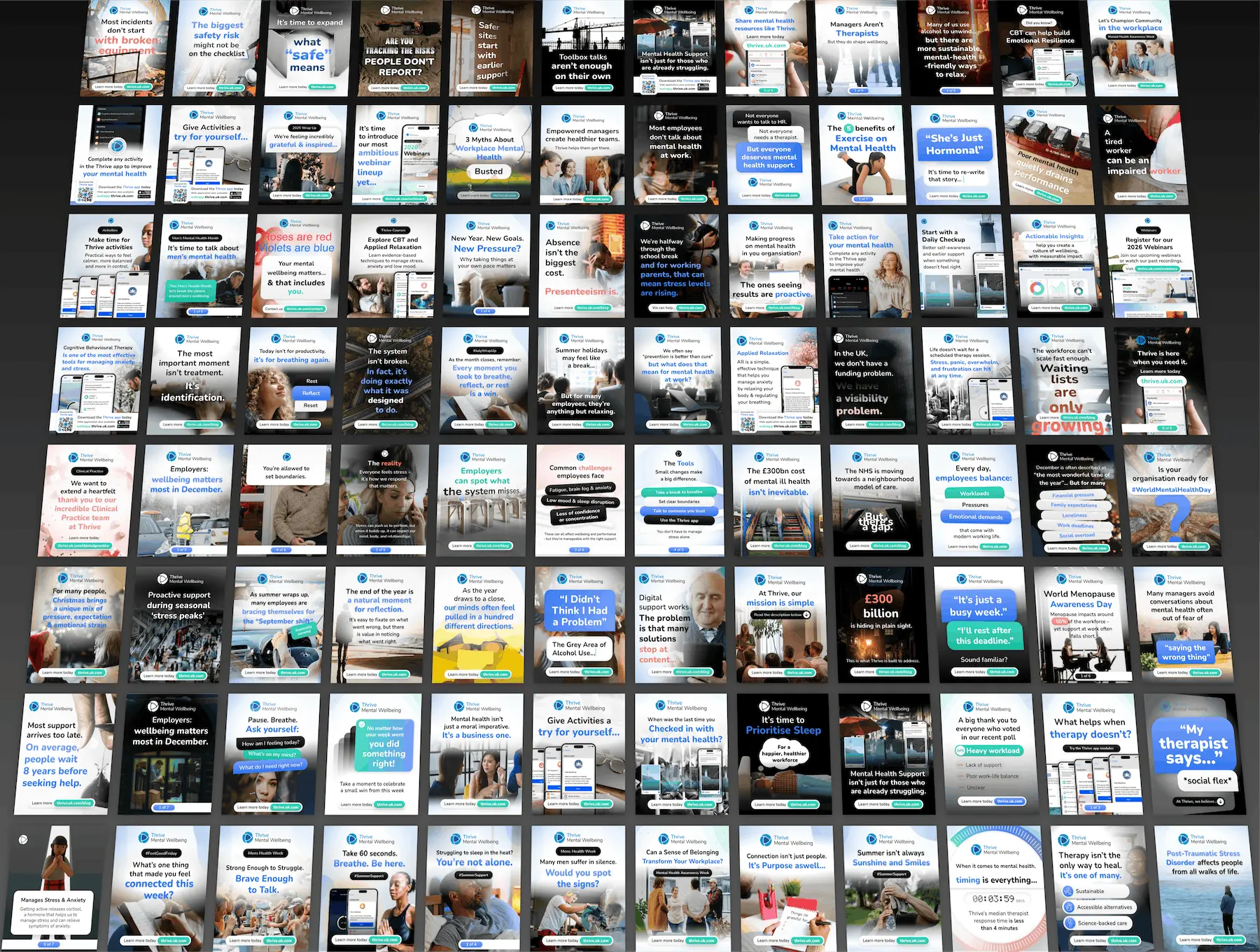Thrive organic social campaign artwork grid